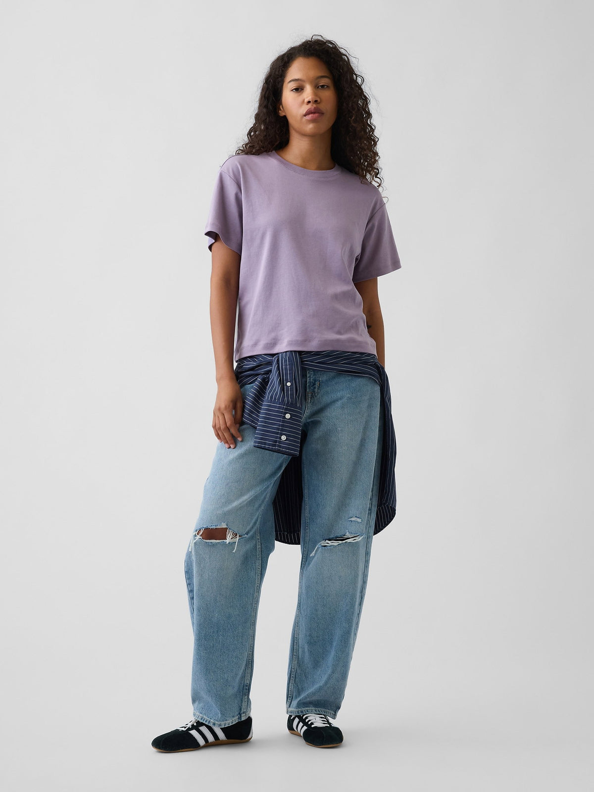 Lila Supima® Pamuk Relaxed T-shirt