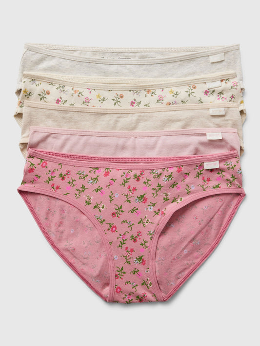 Pembe Desenli 5'li Bikini Külot Seti