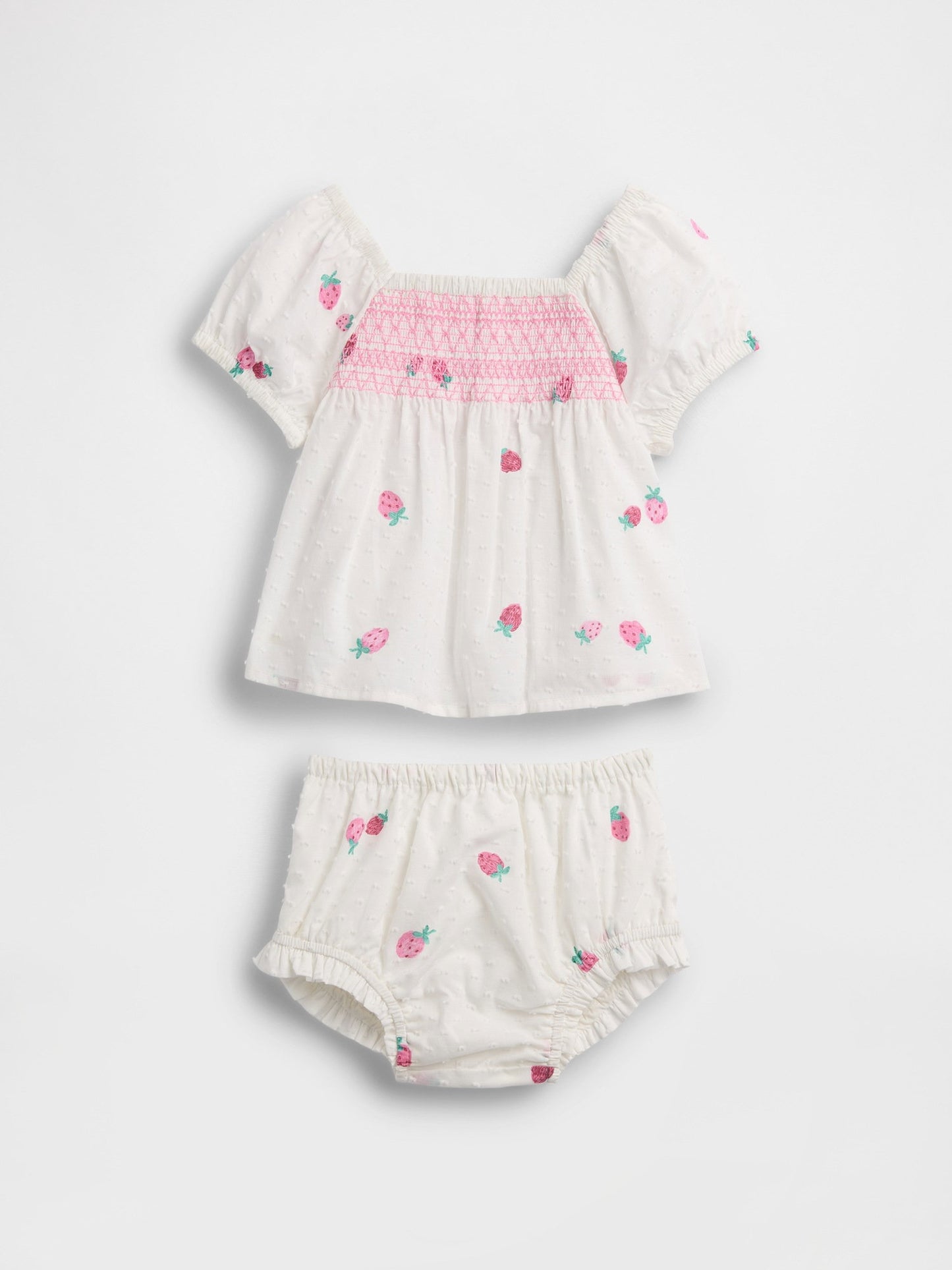 Beyaz Smocked Strawberry Outfit Set