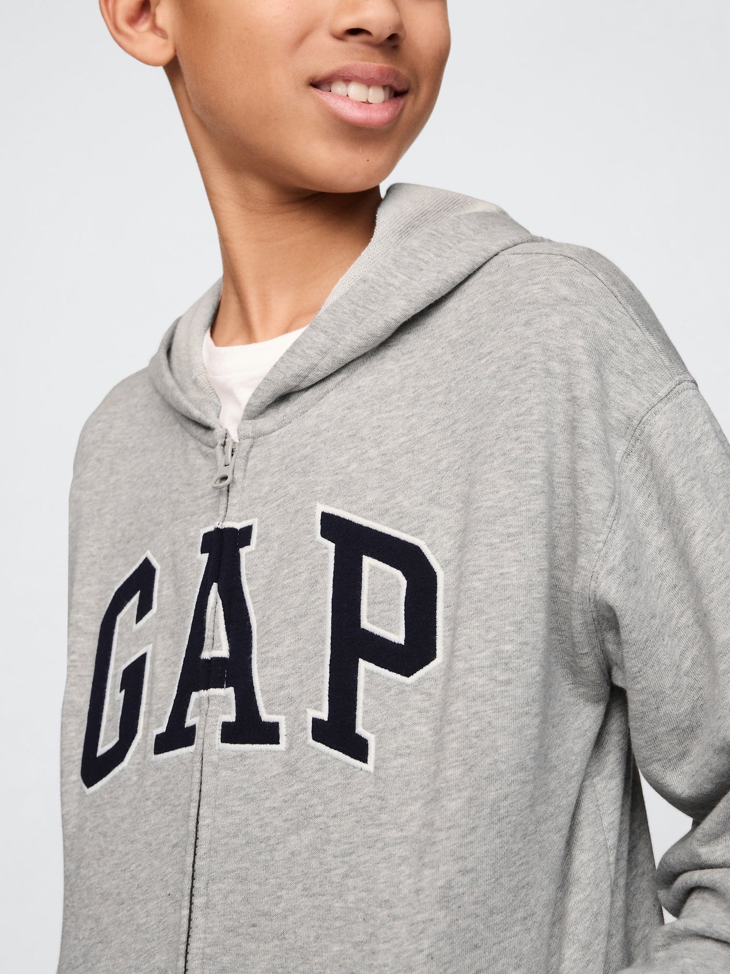 Gri Gap Logo Relaxed Fermuarlı Sweatshirt
