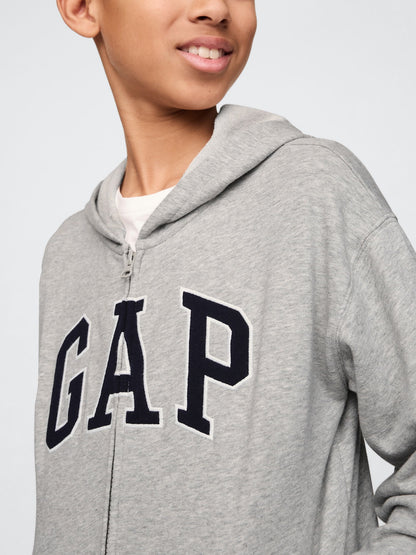 Gri Gap Logo Relaxed Fermuarlı Sweatshirt