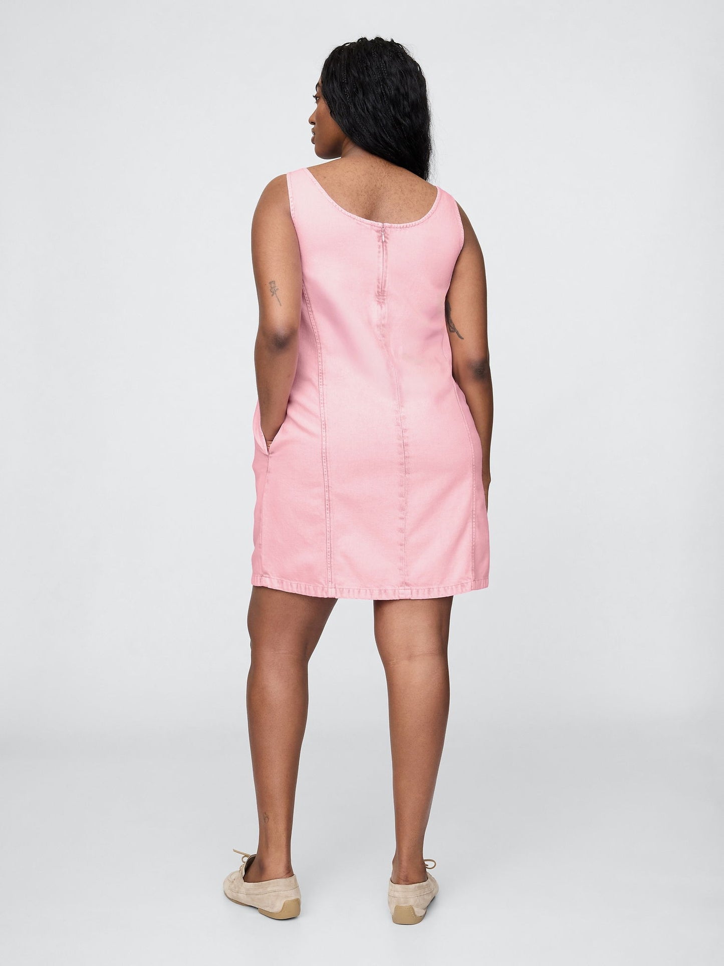 Pembe Ultrasoft Mini Denim Shift Elbise