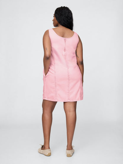 Pembe Ultrasoft Mini Denim Shift Elbise
