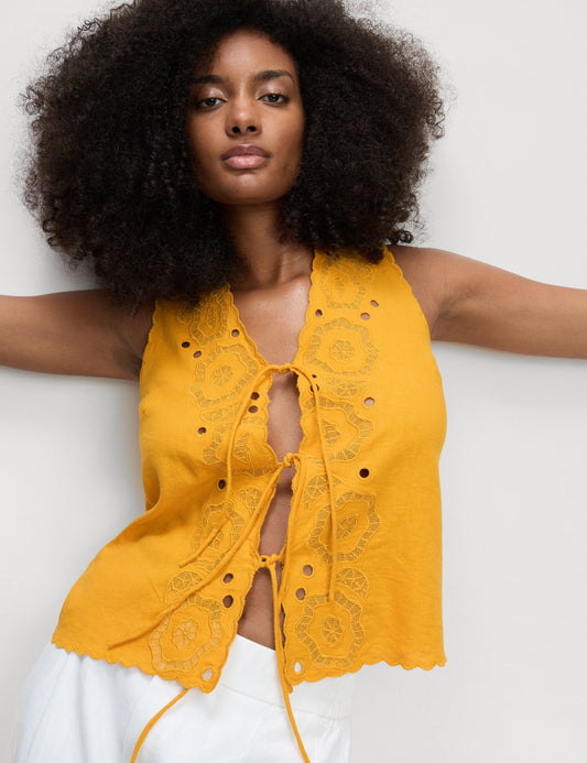 Kesim Detaylı Keten Üst