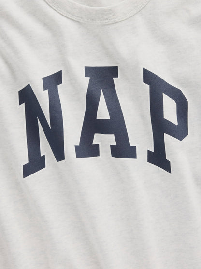Açık Gri Nap Logo Oversized Pijama Üstü
