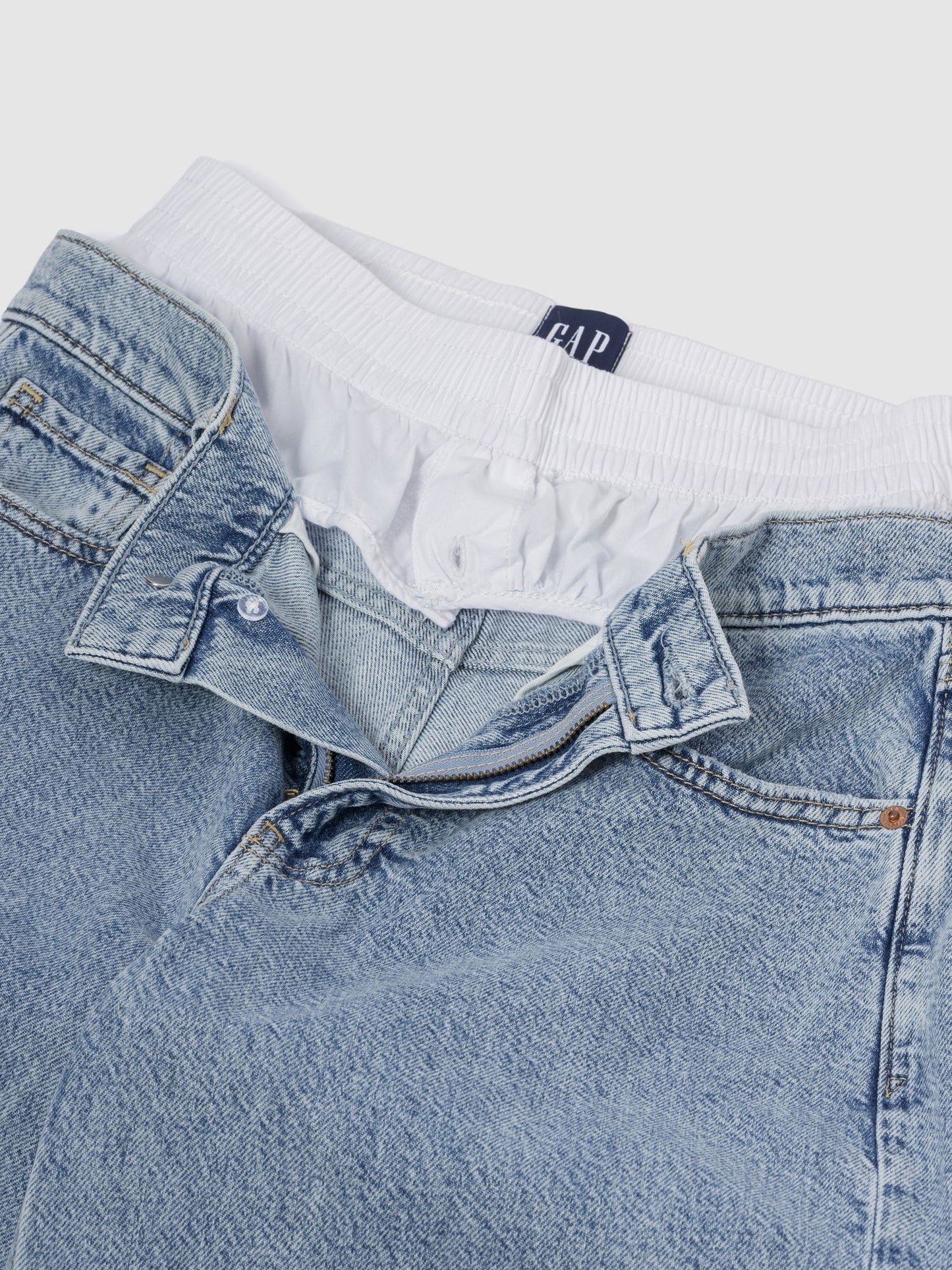 Açık Mavi Mid Rise Ultrasoft Boxer Baggy Jean Pantolon