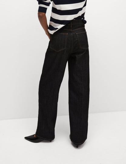 Yüksek Bel Wide Leg Jean Pantolon