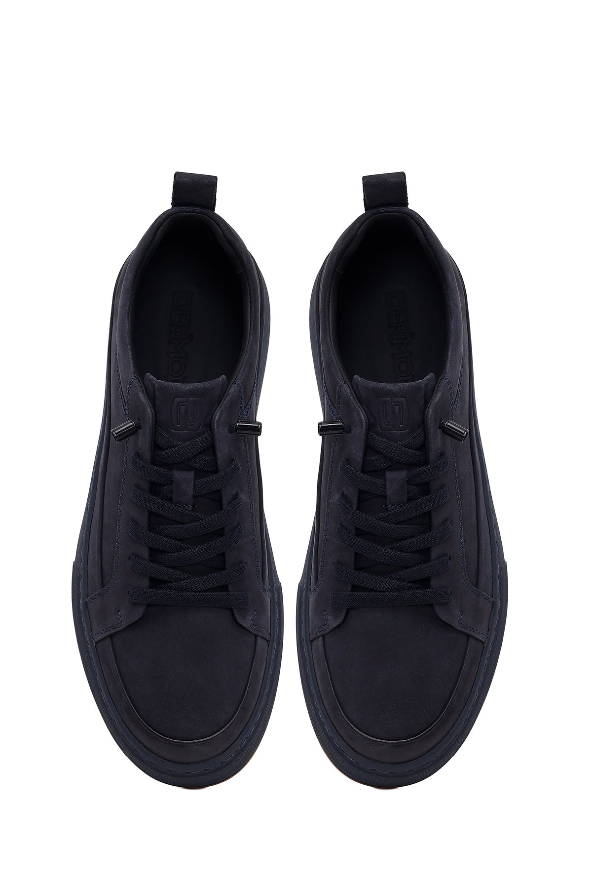 Erkek Lacivert Bağcıklı Nubuk Deri Sneaker
