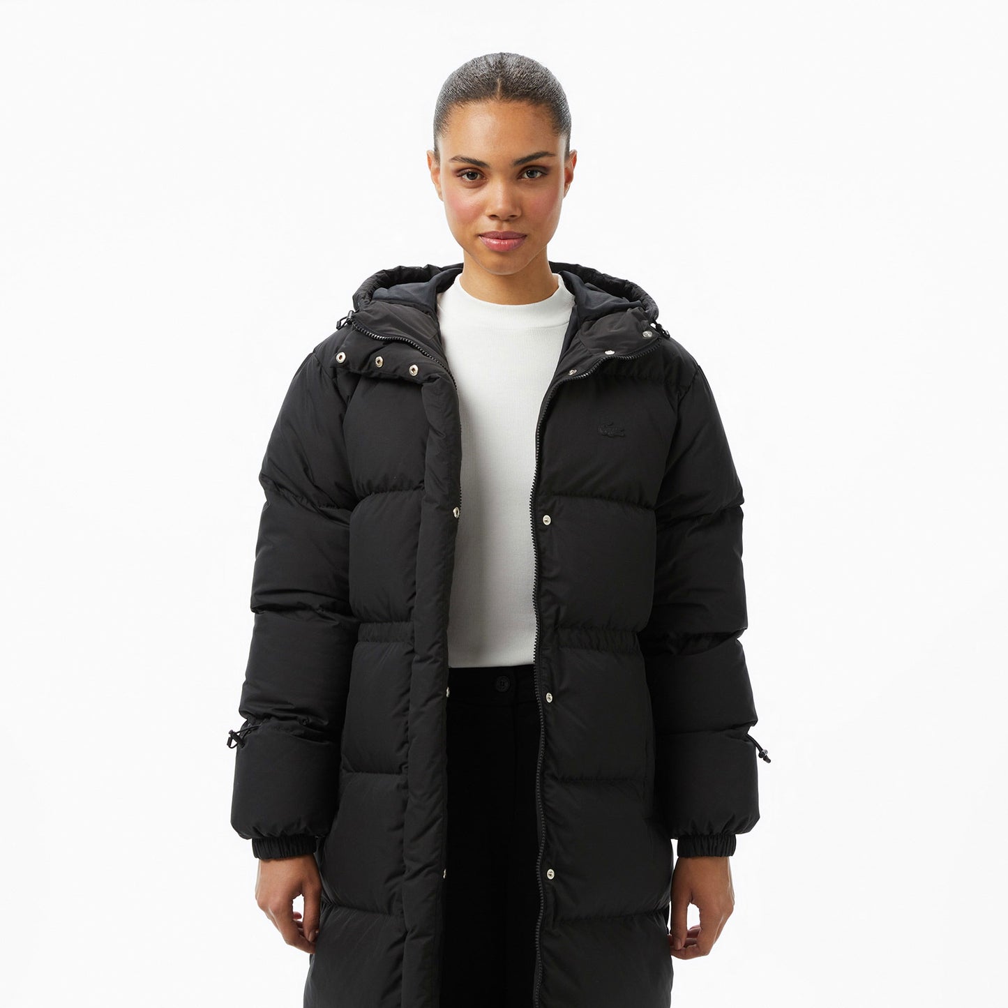 Lacoste Kadın Kapüşonlu Siyah Mont