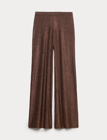 Parıltılı Geniş Paça Pantolon