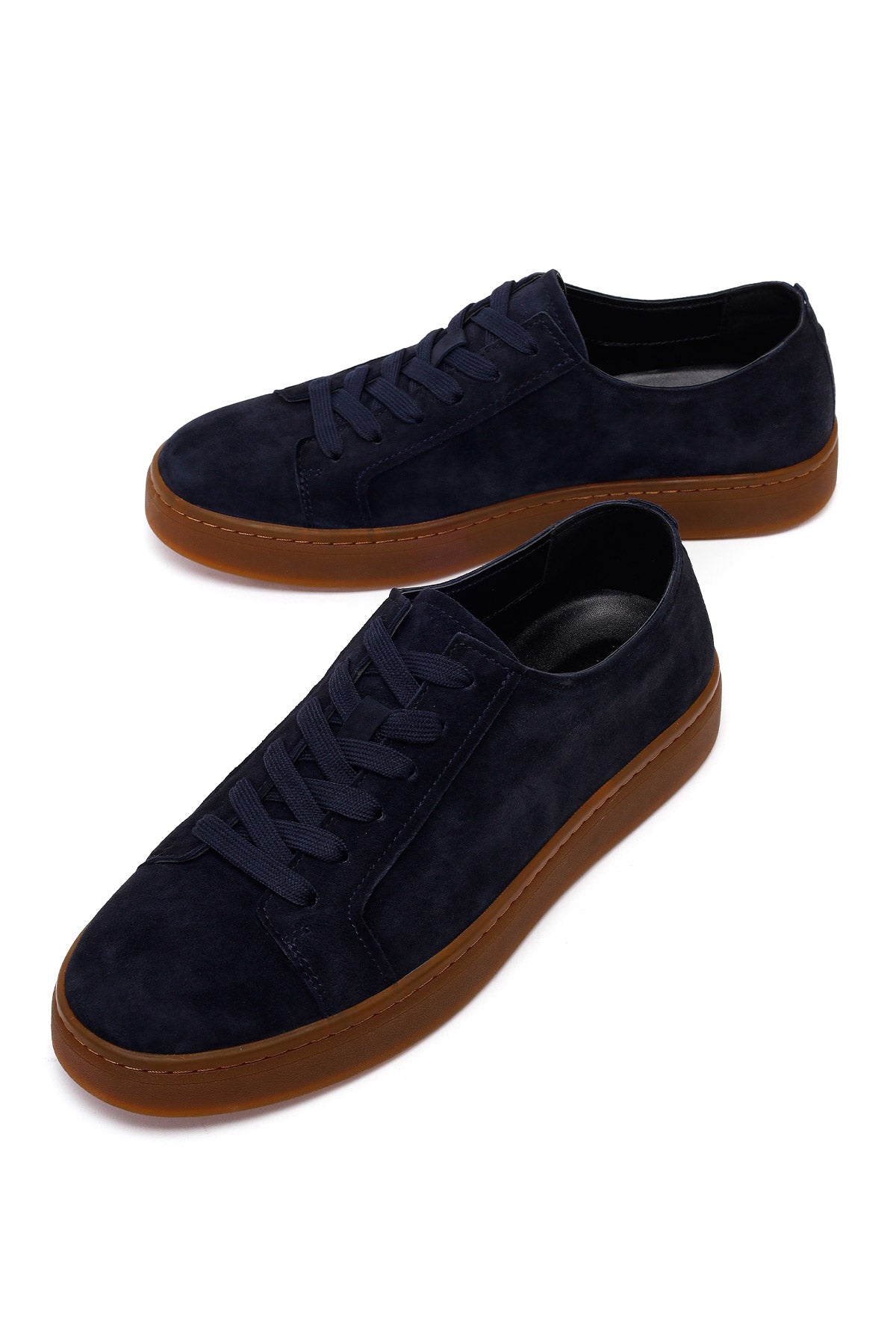 Erkek Lacivert Bağcıklı Süet Deri Sneaker