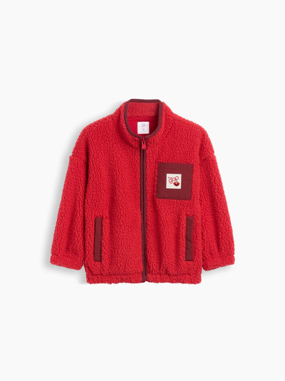 Kırmızı Sesame Street Sherpa Fermuarlı Sweatshirt