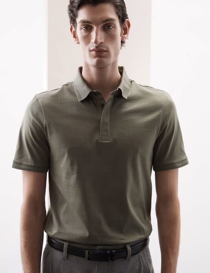 Saf Pamuklu Kısa Kollu Polo Yaka T-shirt