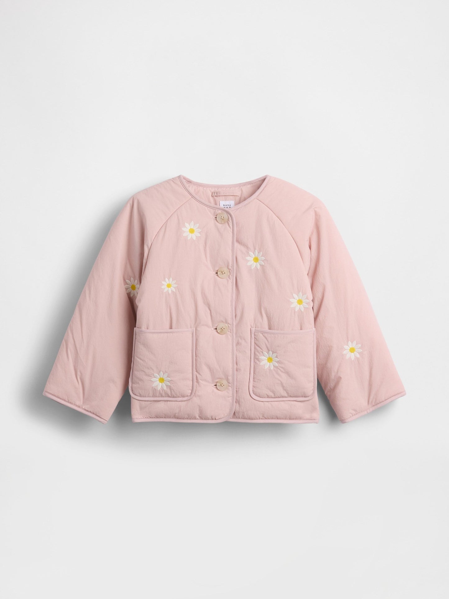 Açık Pembe Floral Embroidered Kapitone Ceket