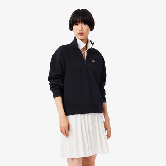 Lacoste Kadın Relaxed Fit Yarım Fermuarlı Lacivert Sweatshirt