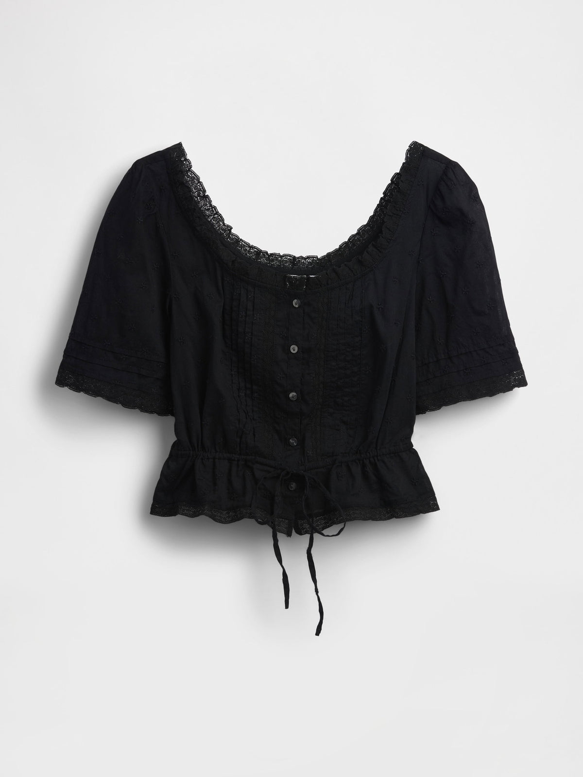 Siyah Dantel Detaylı Peplum Bluz