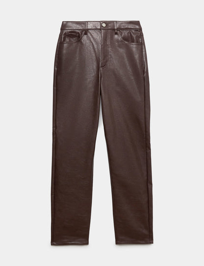Suni Deri Straight Leg Pantolon