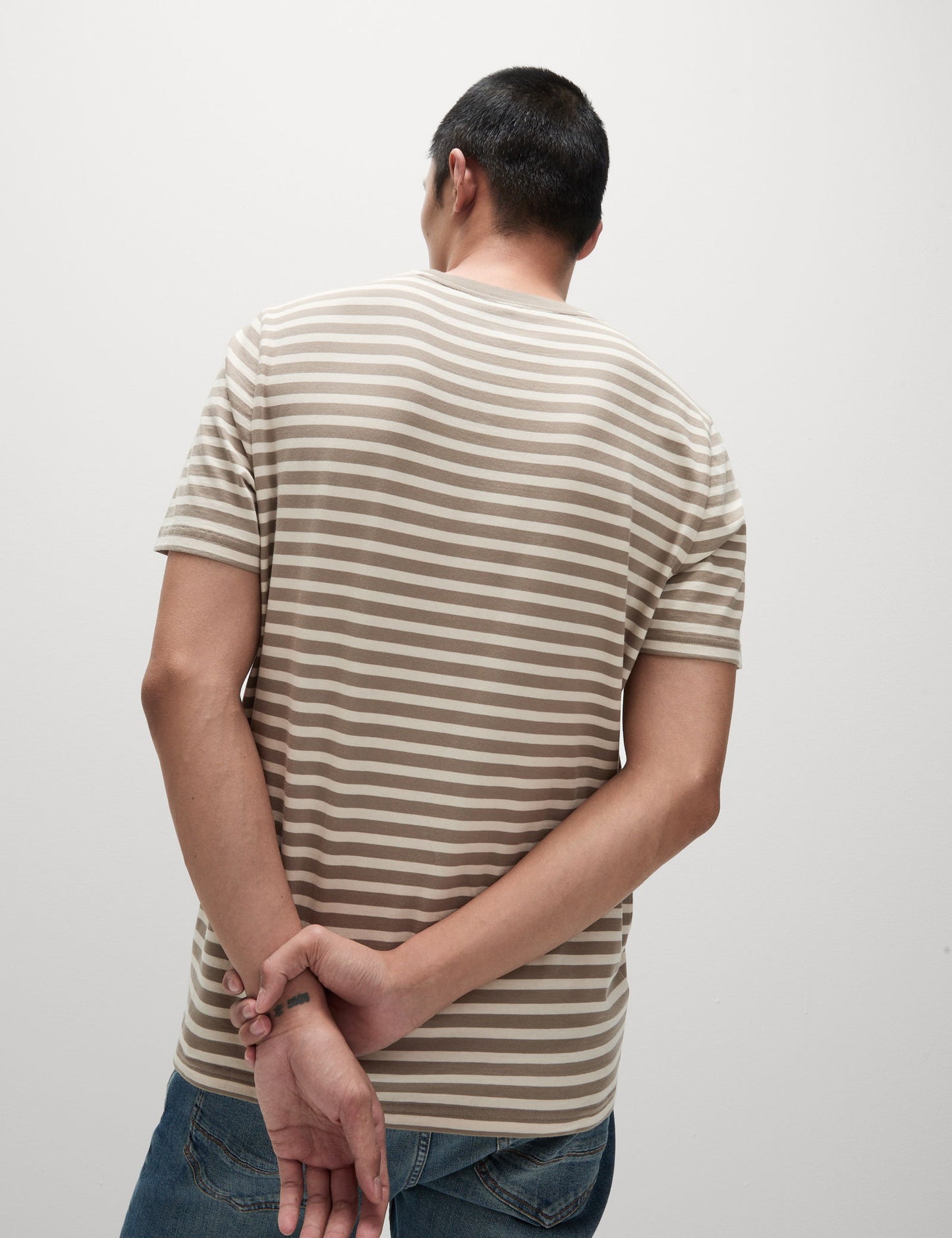Regular Fit Bisiklet Yaka Çizgili T-shirt