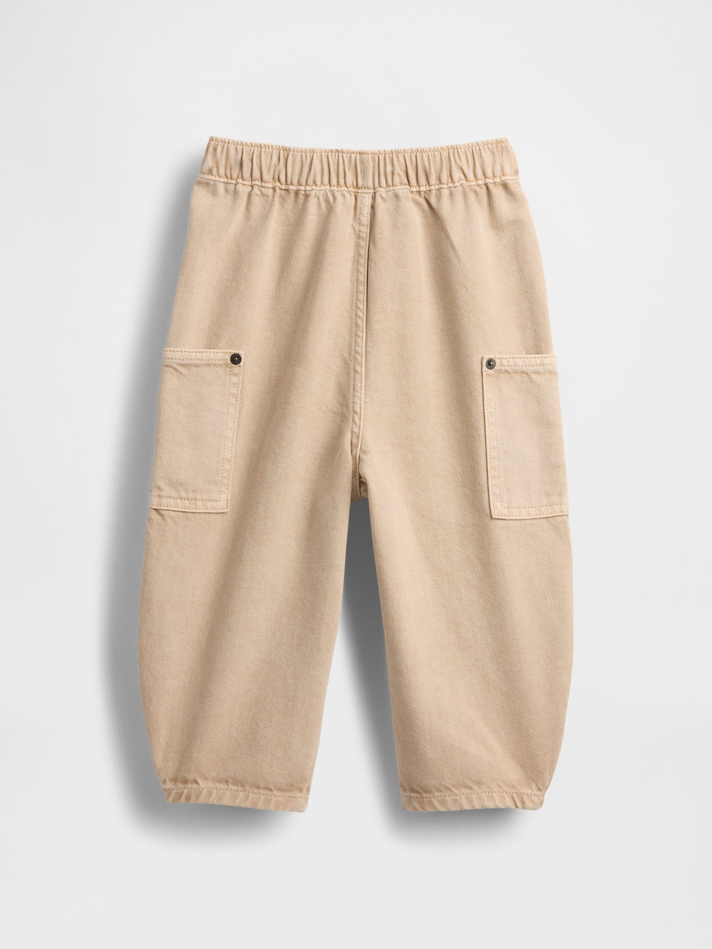 Bej Pull-on Barrel Jean Pantolon