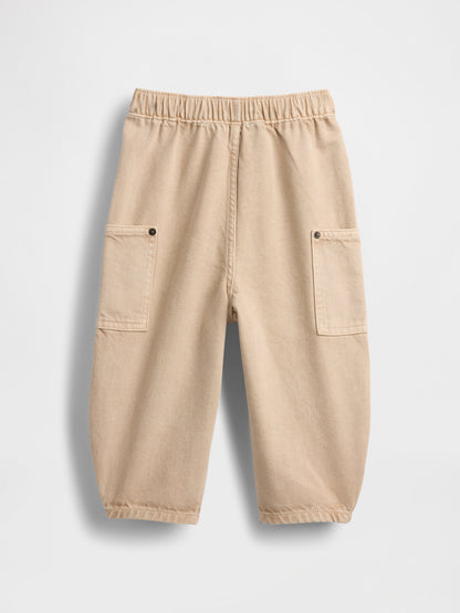 Bej Pull-on Barrel Jean Pantolon