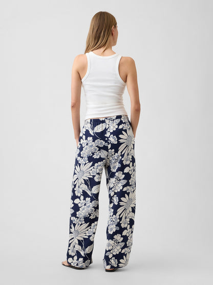Çok Renkli Mid Rise Pull-on Wide-leg Pantolon