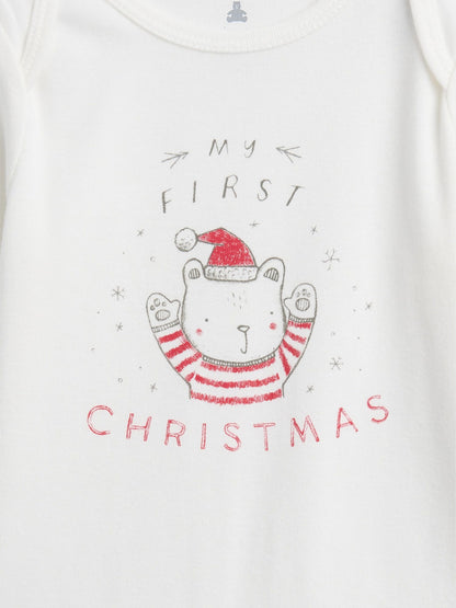 Beyaz Grafik Desenli Bodysuit