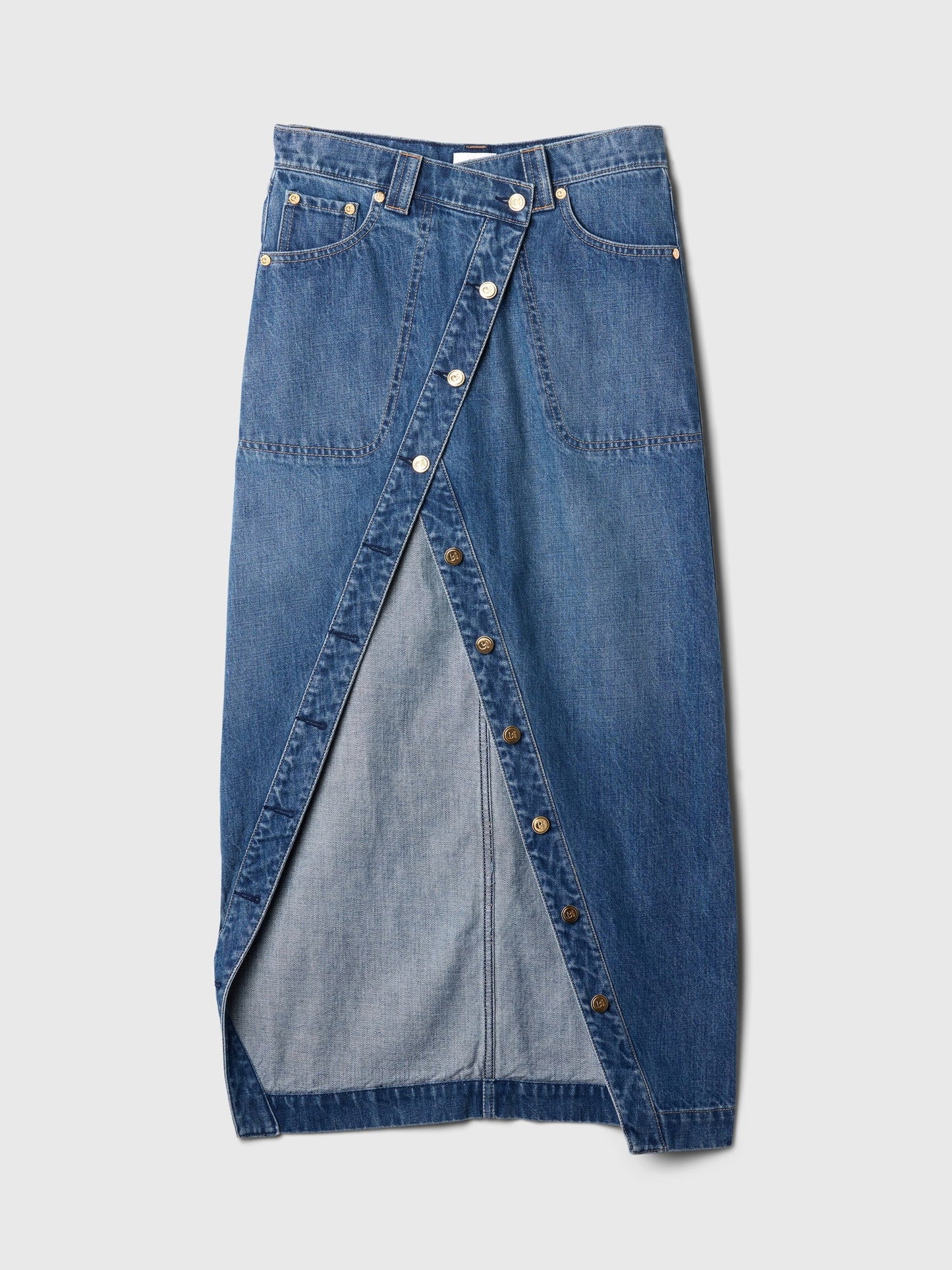 Mavi Gap × Cult Gaia Asimetrik Denim Midi Etek