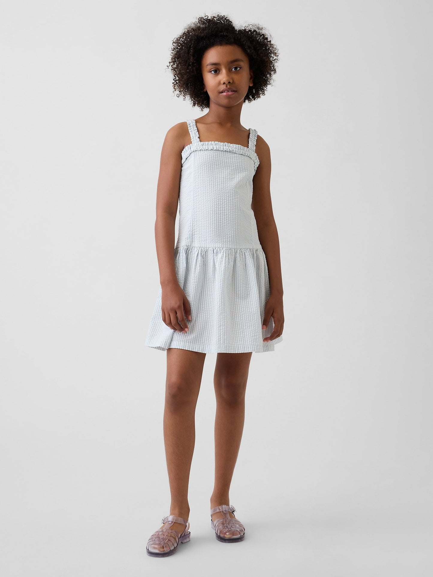 Açık Mavi Drop-waist Elbise
