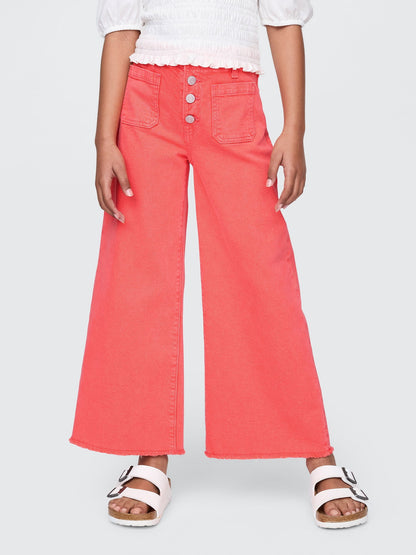 Kırmızı High Rise Stride Wide-leg Jean Pantolon