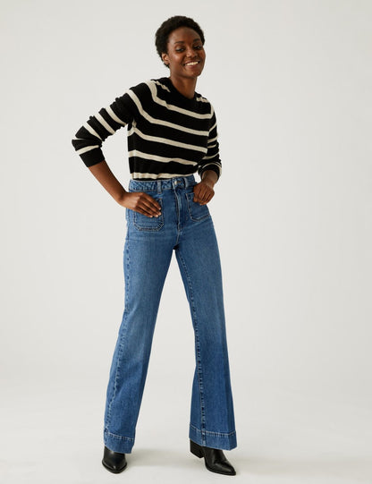 Yüksek Bel Flared Fit Jean Pantolon