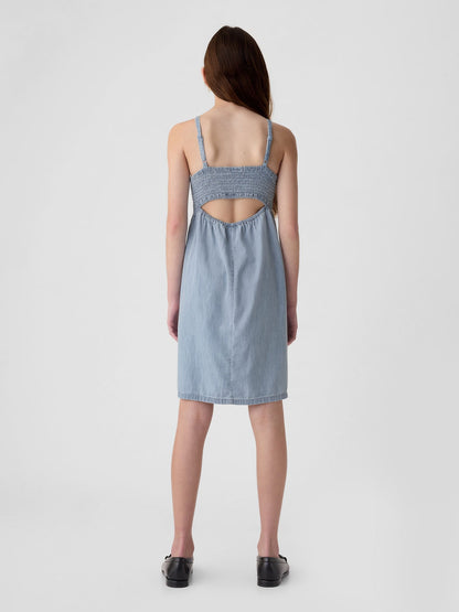 Açık Mavi Askılı Denim Elbise