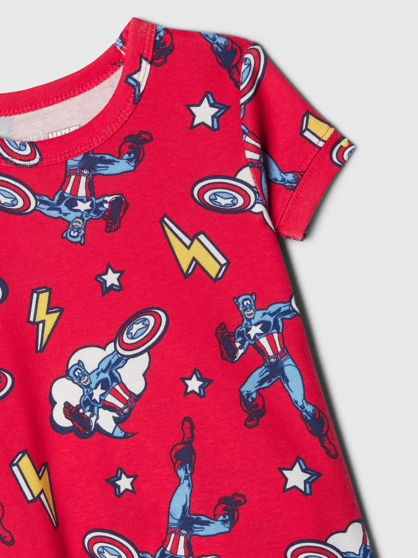 Kırmızı %100 Organik Pamuk Marvel Kaptan Amerika Desenli Pijama Takımı