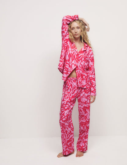 Regular Fit Desenli Uzun Kollu Pijama Üstü