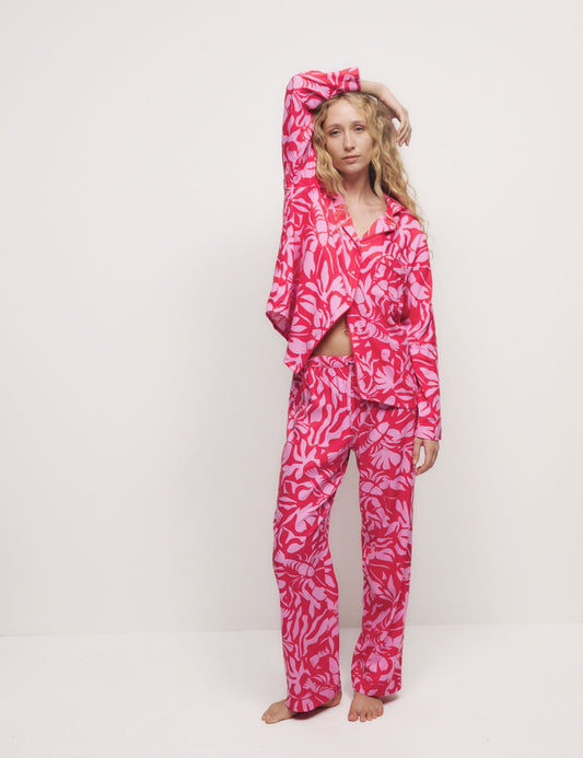 Regular Fit Desenli Uzun Kollu Pijama Üstü