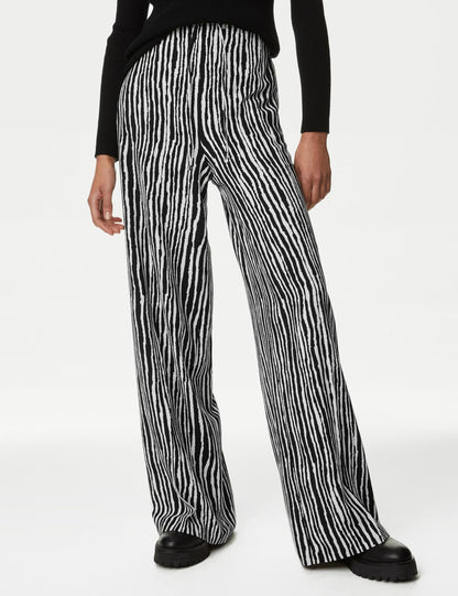 Wide Leg Desenli Pantolon