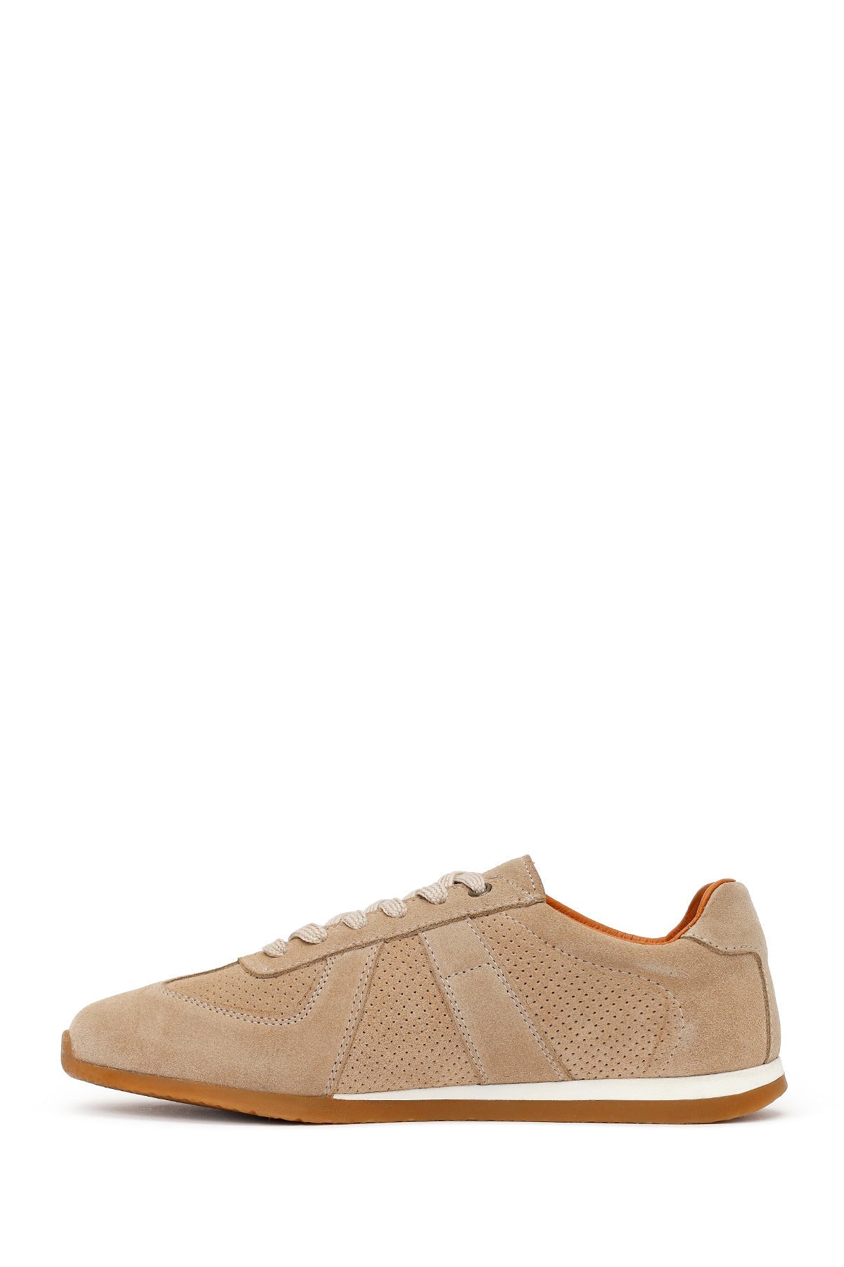 Erkek Bej Bağcıklı Süet Deri Sneaker