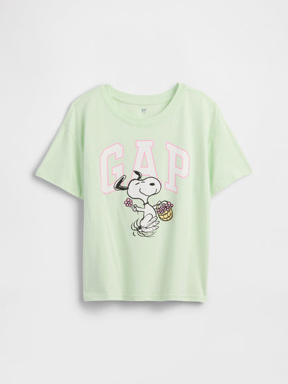 Açık Yeşil Peanuts Oversized Logo T-shirt