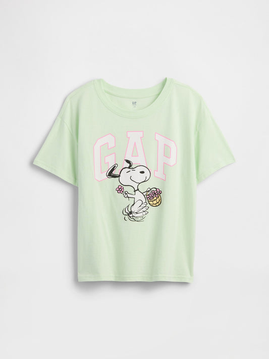 Açık Yeşil Peanuts Oversized Logo T-shirt