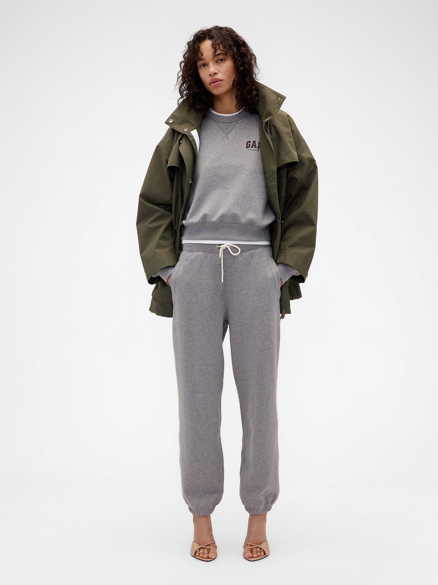 Gri Gap × Victoria Beckham Heavyweight Fransız Havlu Kumaş Jogger Eşofman Altı