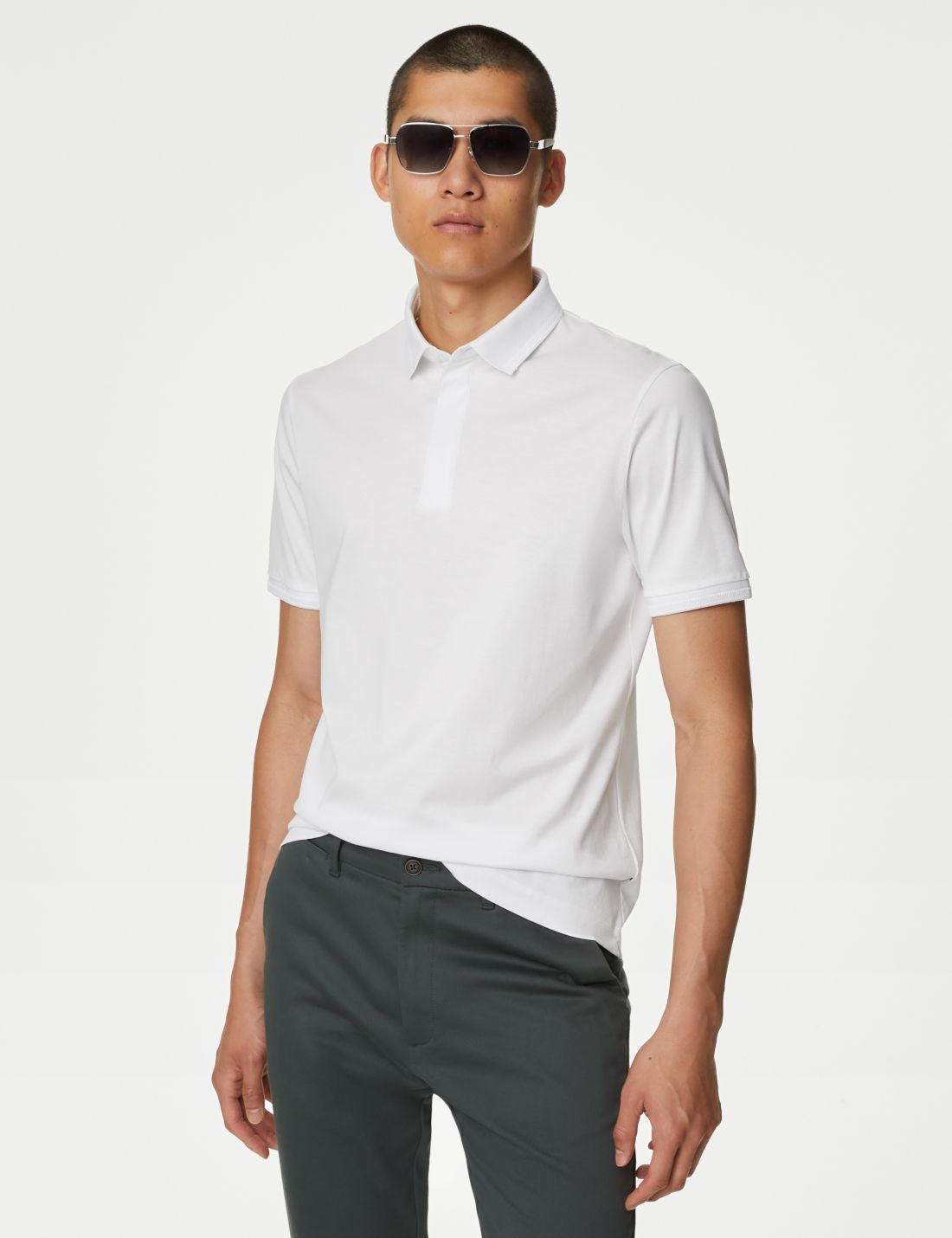 Saf Pamuklu Kısa Kollu Polo Yaka T-shirt