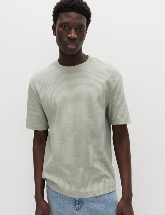 Saf Pamuklu Relaxed Waffle T-shirt