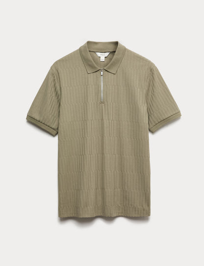 Cotton Rich Jakarlı Fermuarlı Polo Yaka Tişört
