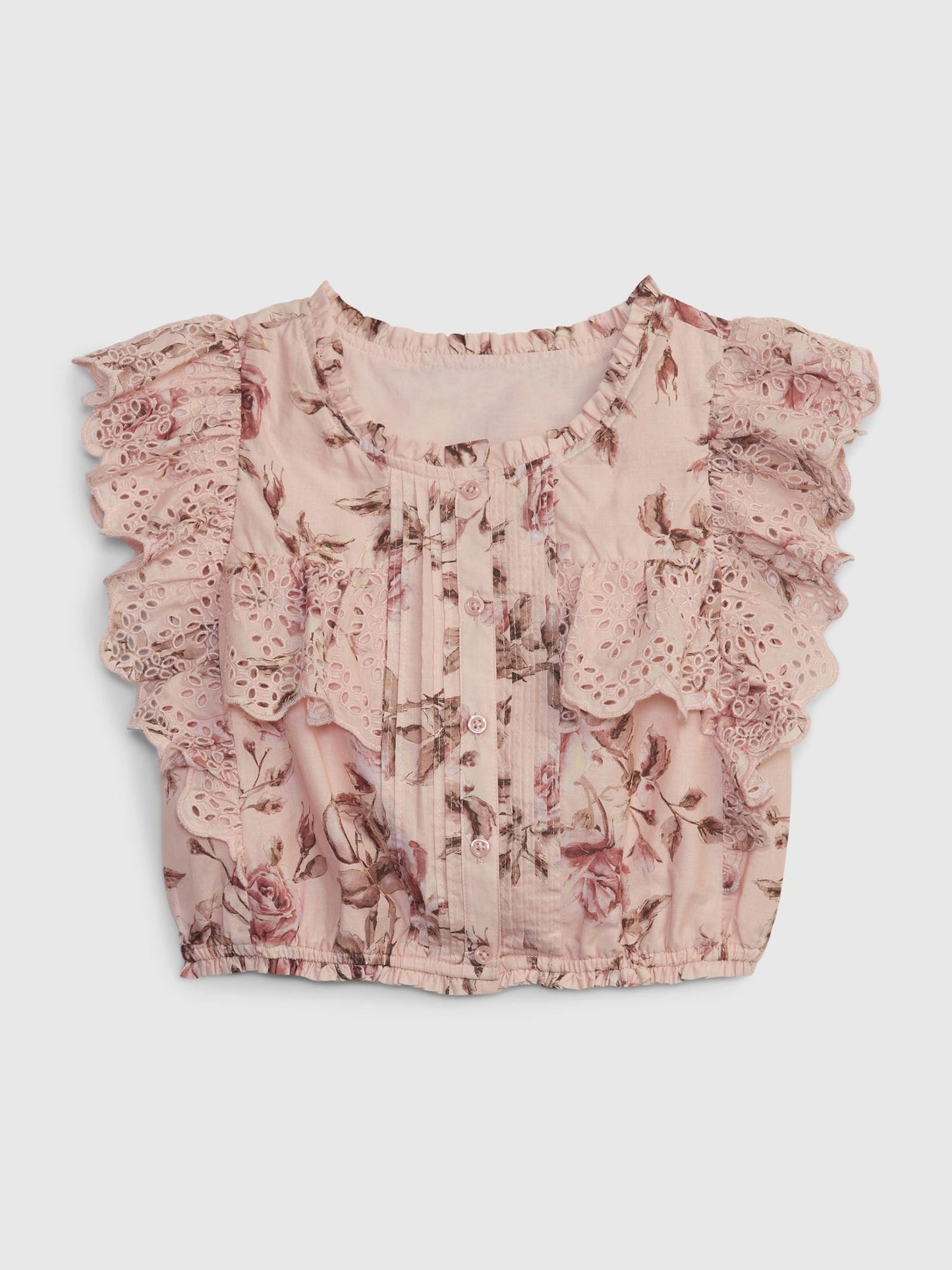 Pembe Gap × Loveshackfancy Çiçekli Fırfırlı Bluz