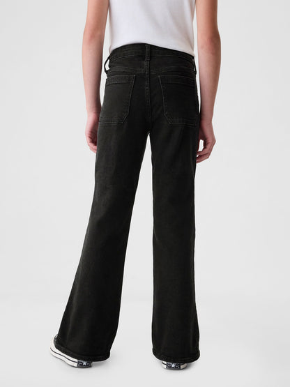 Siyah High Rise '70s Flare Jean Pantolon