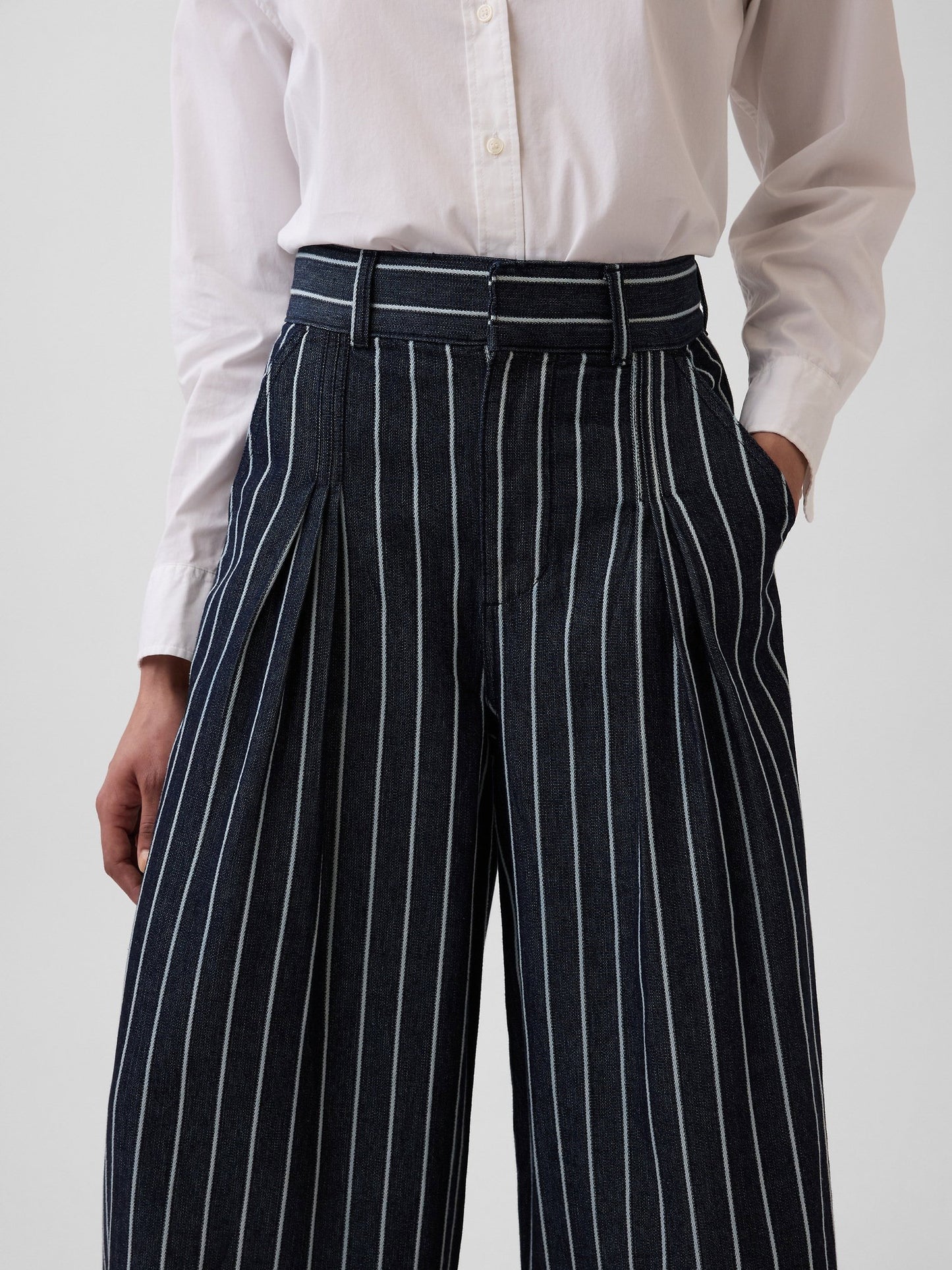 Koyu Mavi Gap × Hfr Extra High Rise Çizgili Denim Pantolon By Latouché