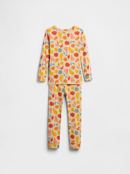 Sarı Grafik Baskılı Pijama Takımı