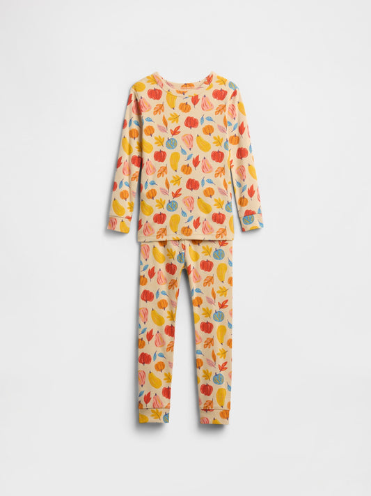 Sarı Grafik Baskılı Pijama Takımı