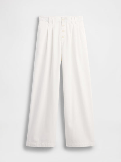 Beyaz Gap × Dôen High Rise Pileli Pantolon