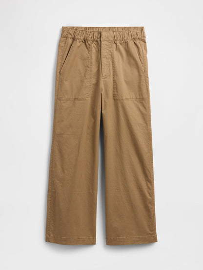 Kahverengi High Rise Baskılı Easy Wide-leg Khaki Pantolon