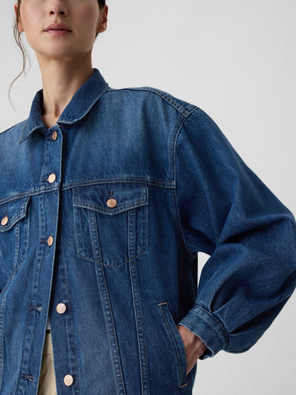 Koyu Mavi Gap Logo × Dôen Oversized Ikonik Denim Ceket